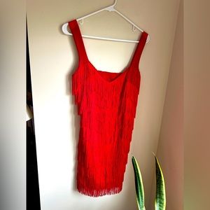 Fredricks of Hollywood red fringe dress size S like new